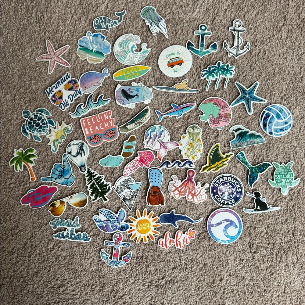 Lot of 50 beach themed stickers